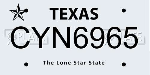 CYN6965 Texas License Plate