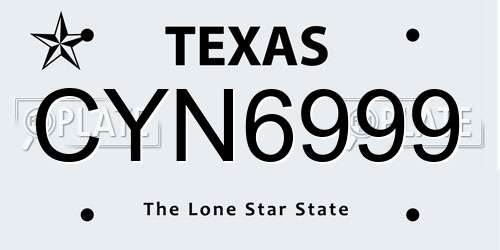 CYN6999 Texas License Plate