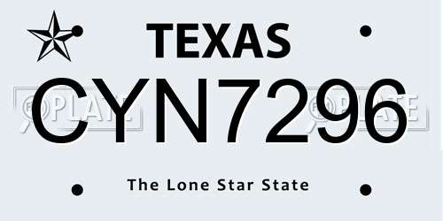 CYN7296 Texas License Plate