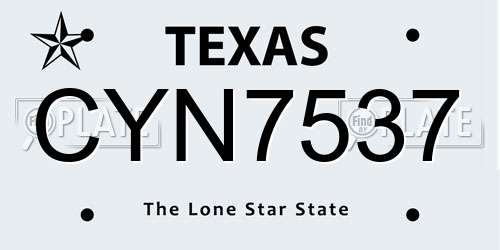 CYN7537 Texas License Plate