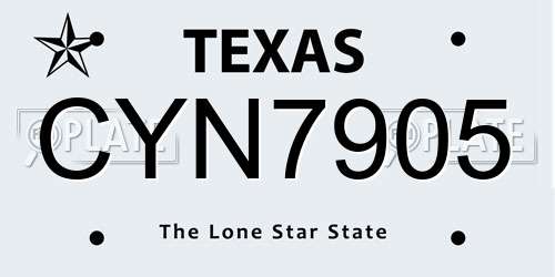 CYN7905 Texas License Plate