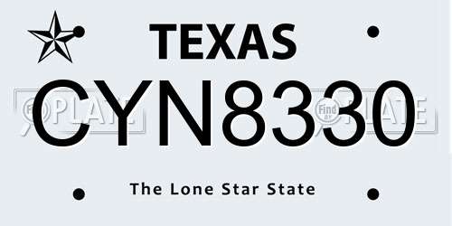 CYN8330 Texas License Plate