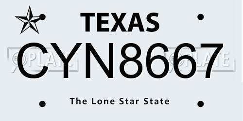 CYN8667 Texas License Plate