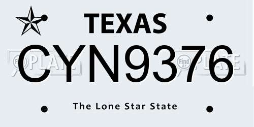 CYN9376 Texas License Plate