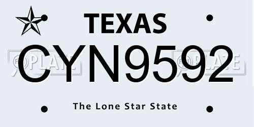 CYN9592 Texas License Plate