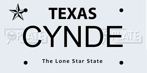 CYNDE Texas License Plate