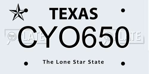 CYO650 Texas License Plate