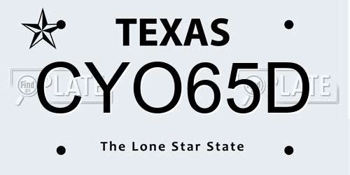 CYO65D Texas License Plate