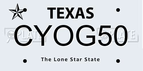 CYOG50 Texas License Plate