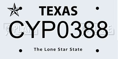 CYP0388 Texas License Plate