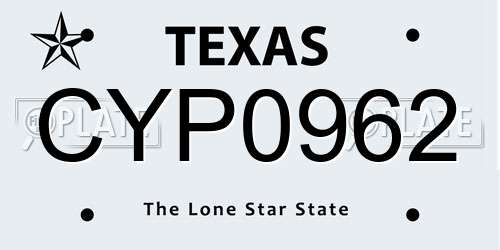 CYP0962 Texas License Plate
