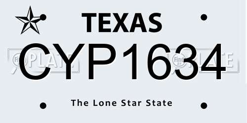 CYP1634 Texas License Plate