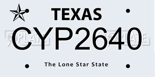 CYP2640 Texas License Plate