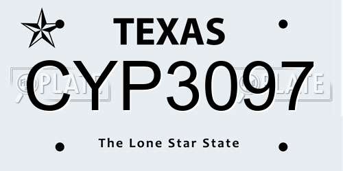 CYP3097 Texas License Plate
