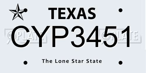 CYP3451 Texas License Plate