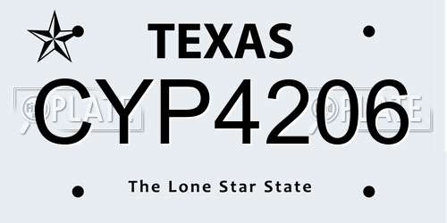 CYP4206 Texas License Plate