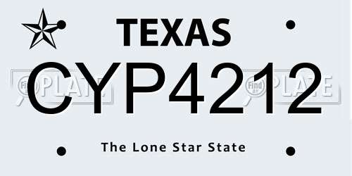 CYP4212 Texas License Plate