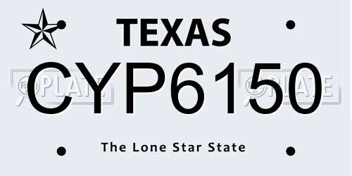 CYP6150 Texas License Plate