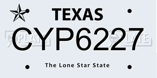 CYP6227 Texas License Plate