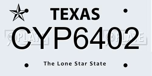 CYP6402 Texas License Plate