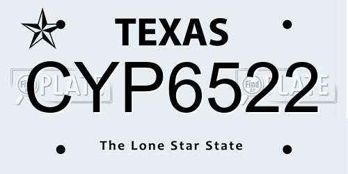 CYP6522 Texas License Plate