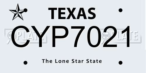 CYP7021 Texas License Plate