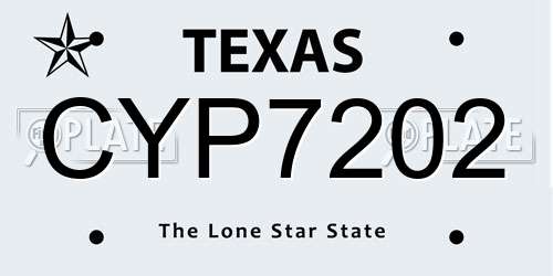 CYP7202 Texas License Plate
