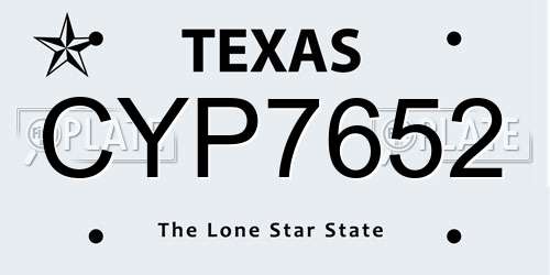 CYP7652 Texas License Plate