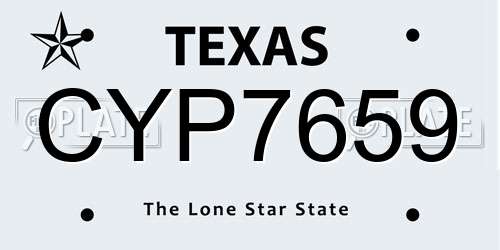 CYP7659 Texas License Plate