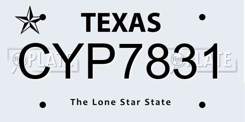 CYP7831 Texas License Plate
