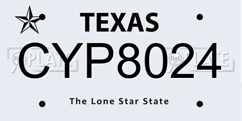 CYP8024 Texas License Plate