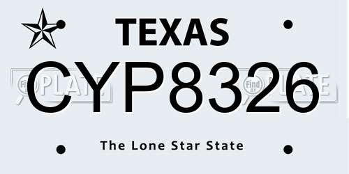 CYP8326 Texas License Plate