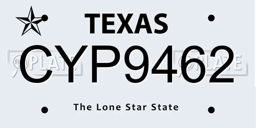 CYP9462 Texas License Plate
