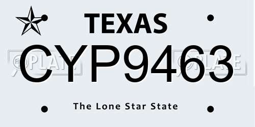 CYP9463 Texas License Plate
