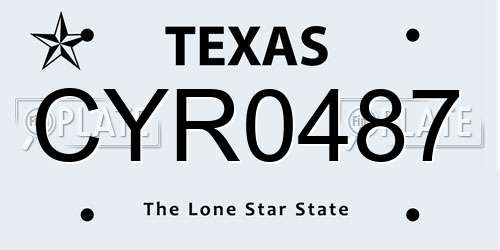 CYR0487 Texas License Plate