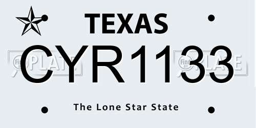 CYR1133 Texas License Plate