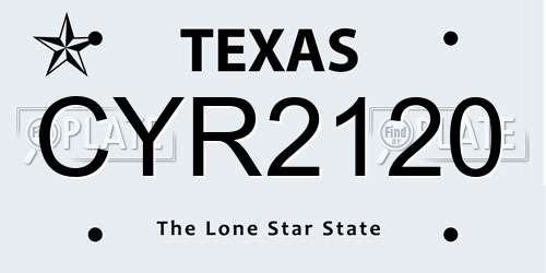 CYR2120 Texas License Plate