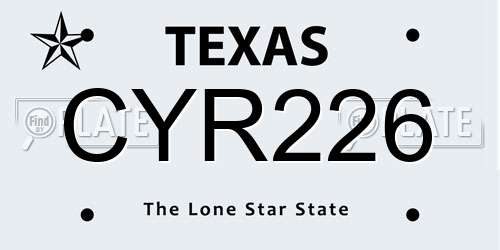 CYR226 Texas License Plate