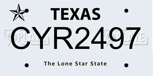 CYR2497 Texas License Plate