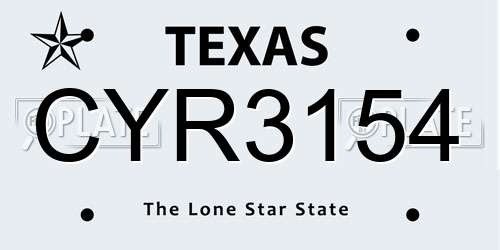 CYR3154 Texas License Plate