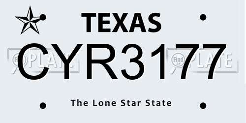 CYR3177 Texas License Plate