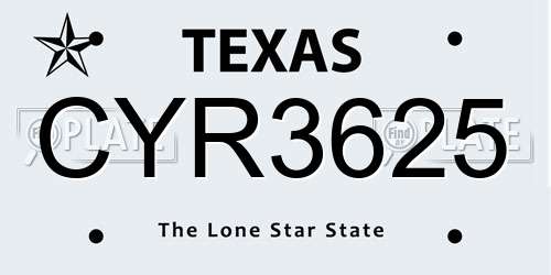 CYR3625 Texas License Plate