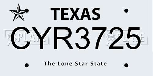 CYR3725 Texas License Plate