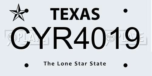 CYR4019 Texas License Plate