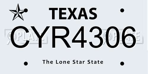 CYR4306 Texas License Plate