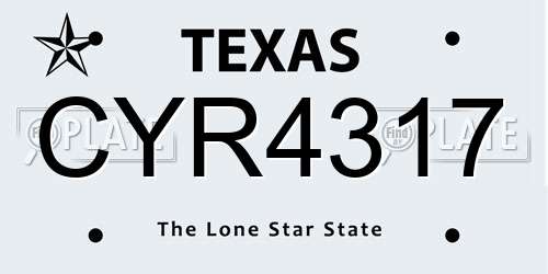 CYR4317 Texas License Plate