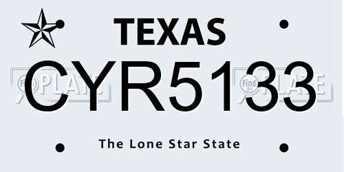 CYR5133 Texas License Plate