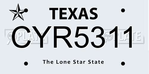 CYR5311 Texas License Plate