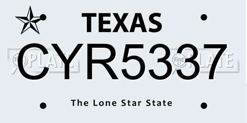 CYR5337 Texas License Plate