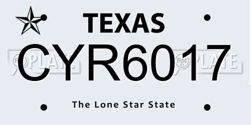 CYR6017 Texas License Plate